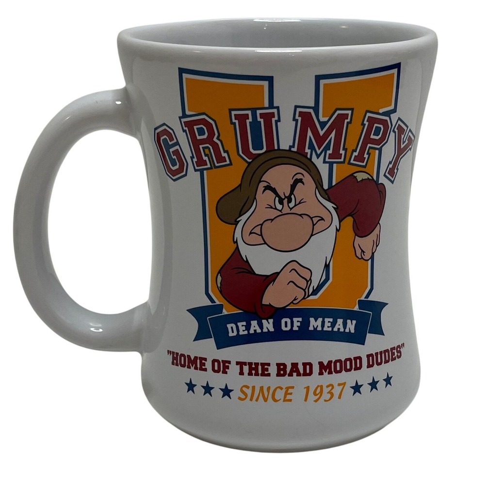 Disney Grumpy Coffee Mug Dean of Mean Snow White Bad Mood Dudes Ceramic Dadcore